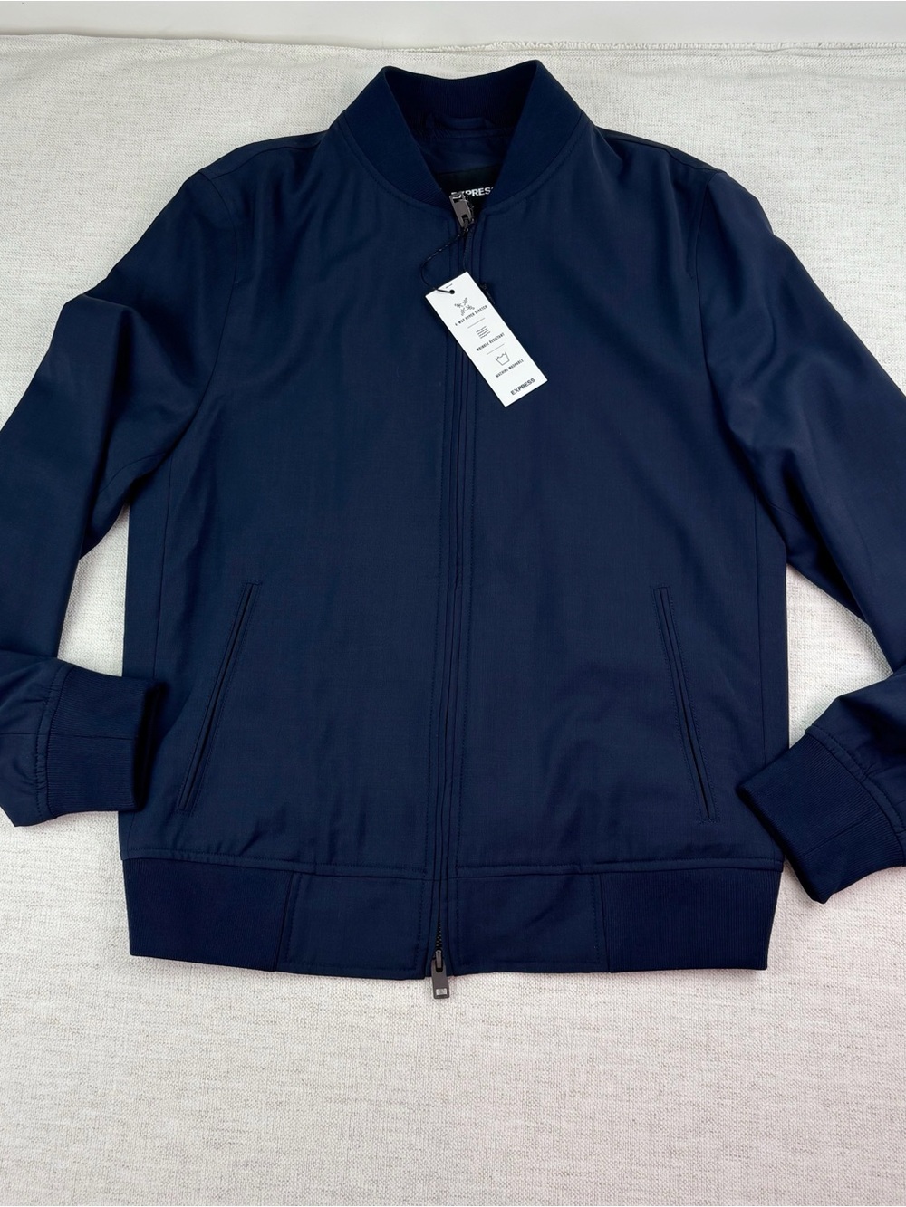 Express wool blend Bomber‎ full zip Jacket in navy blue men's size XS